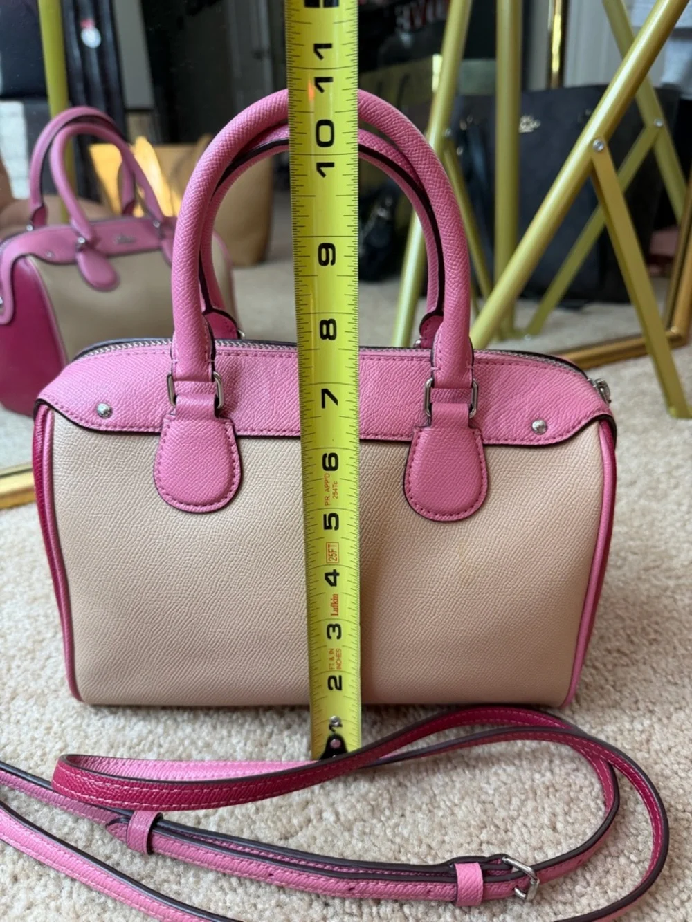 Coach Mini Bennett Satchel Pink Beige Crossbody Bag Colorblock Leather ๐ ๐ - Picture 4 of 16